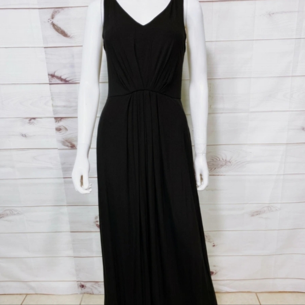 Adrienne Vittadini Black gathered Maxi pockets dress